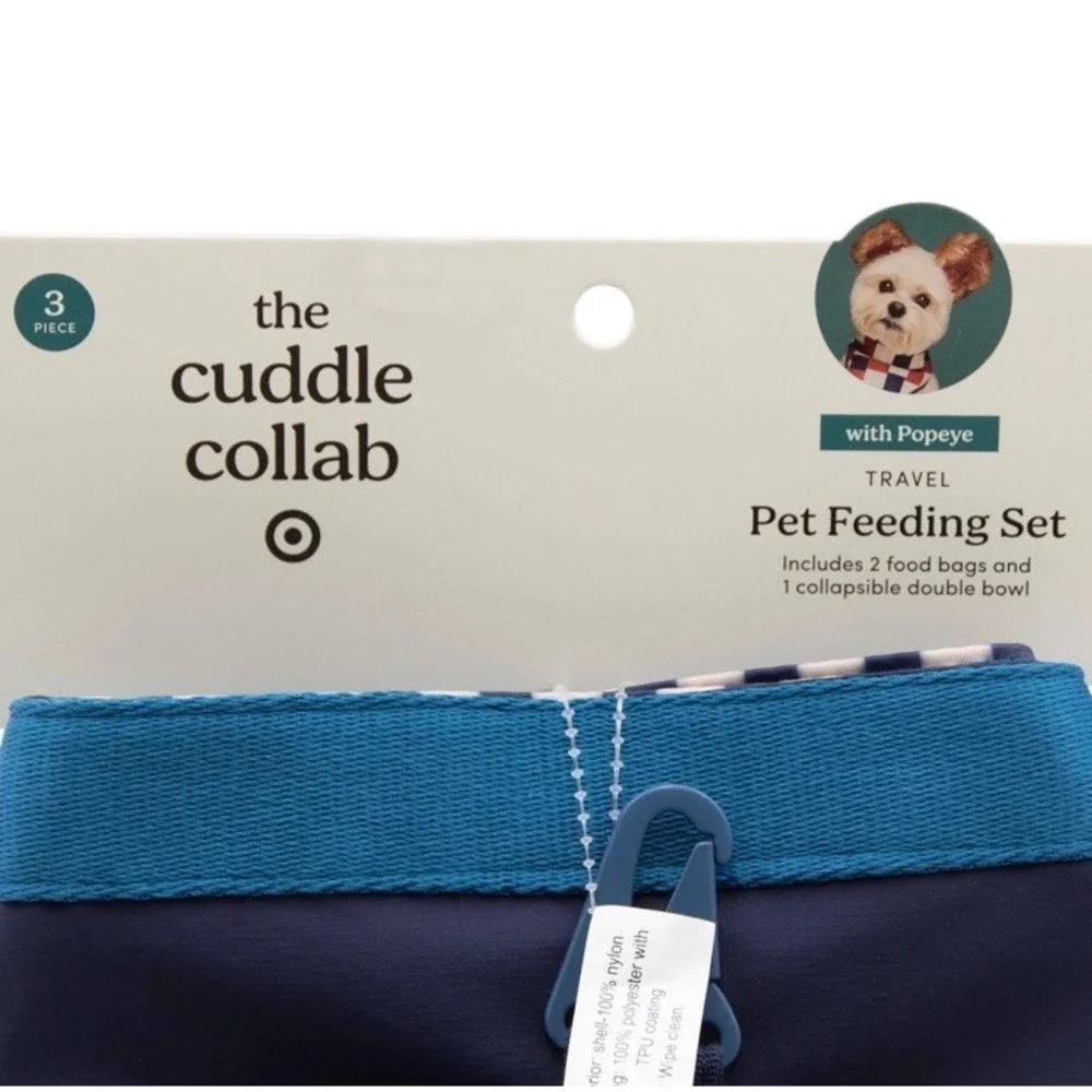 The Cuddle Collab with Popeye Travel Pet‎ Feeding Set 3 Piece, Navy
